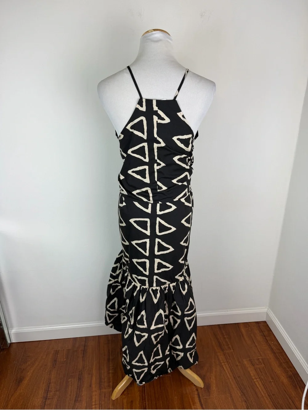 Anthropologie Corey Lynn Calter Keyanna Midi Dress Black Tie Waist Cotton Size M